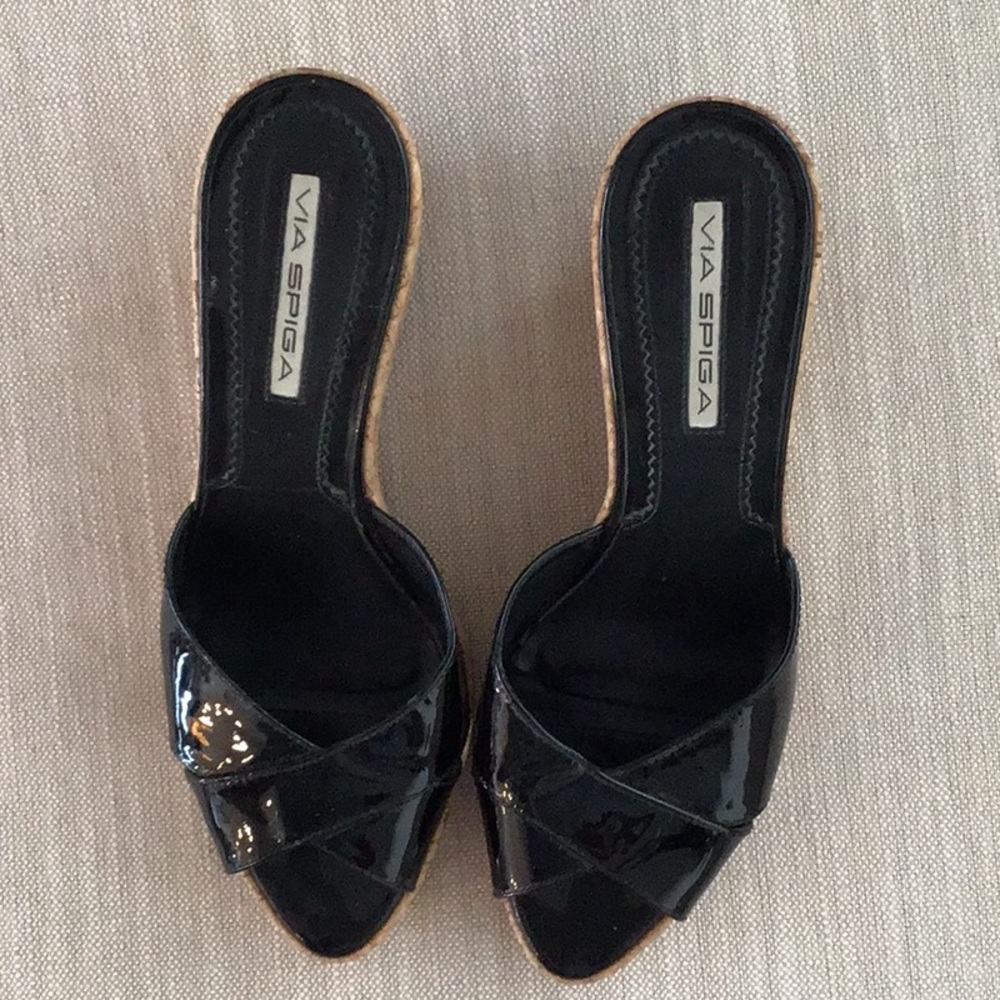 Via Spiga black patent sandals